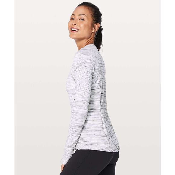 LULULEMON Women's Runderful Long Sleeve Size 4 In Space Dye Camo White Silver - Picture 7 of 13